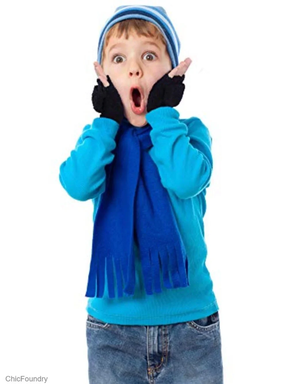 3 Pairs Kids Warm Knitted Winter Gloves Full Fingers for Boys Girls 4-12
